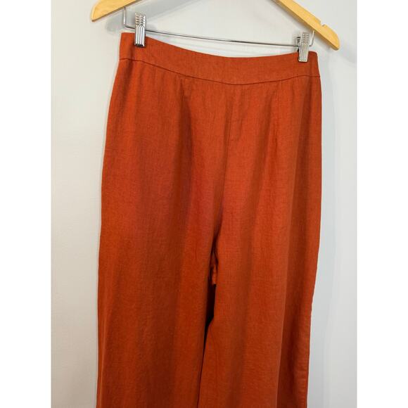 Farm Rio Rust Brown Wide Leg Linen Nautical Pants Relax Coastal Vacation Sz M - Picture 10 of 16
